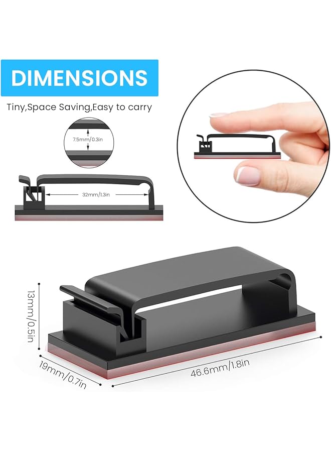 erorex 50Pcs Cable Management Clips Adhesive Cable Clips Wire Holder Organizer Topavatop X Large Clips For Under Desk Wire Management Adhesive Organizer Multiple Cord - Image 2