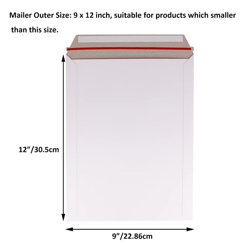 zmybcpack 100 Pack 9X12 inch Self Seal Photo Document Mailers Stay Flat White Cardboard Envelopes White Photography Mailersfor CD, Photos, Document - Image 2