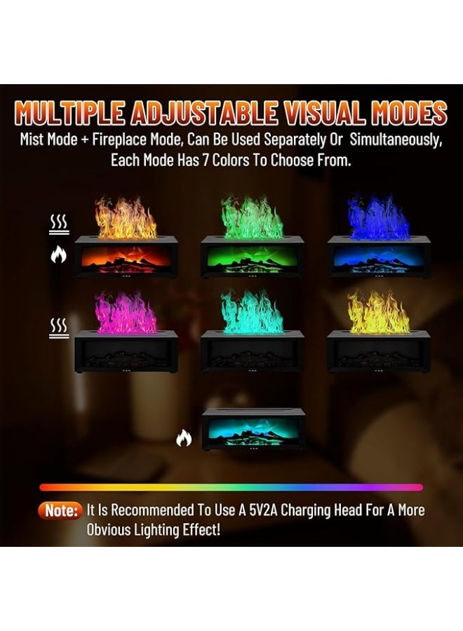 3D Flame Effect Electric Steam Fireplace with Remote Control and Multicolor LED Light - Humidifier Aroma Decor for Office Bedroom - Image 5