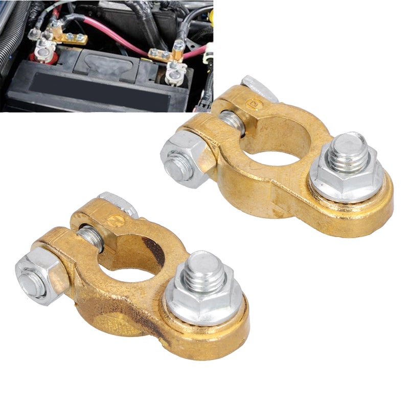2pcs Car Battery Terminal Wire Clamps Pure Copper Positive Negative Top Post Connectors - Image 3