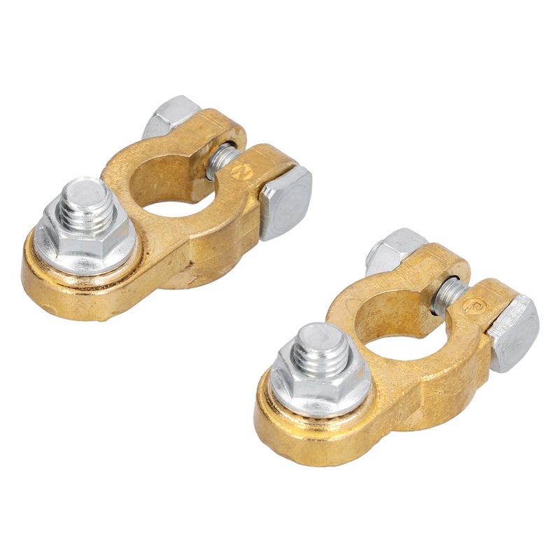 2pcs Car Battery Terminal Wire Clamps Pure Copper Positive Negative Top Post Connectors - Image 1