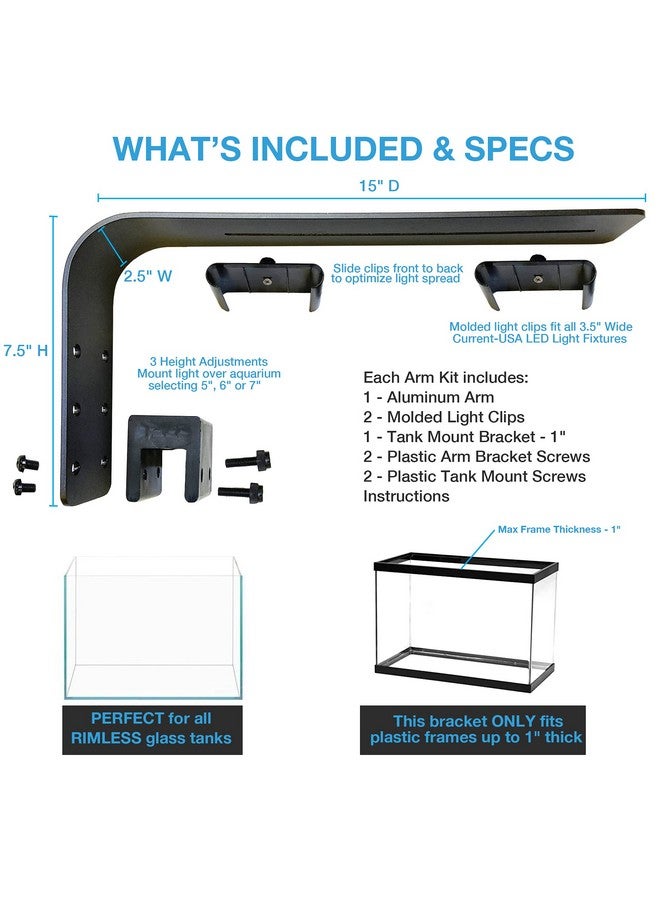 كارانت حامل تثبيت خزان LED قابل للتعديل من شركة Current USA Orbit (4193)، ذراع من الألومنيوم - Image 3