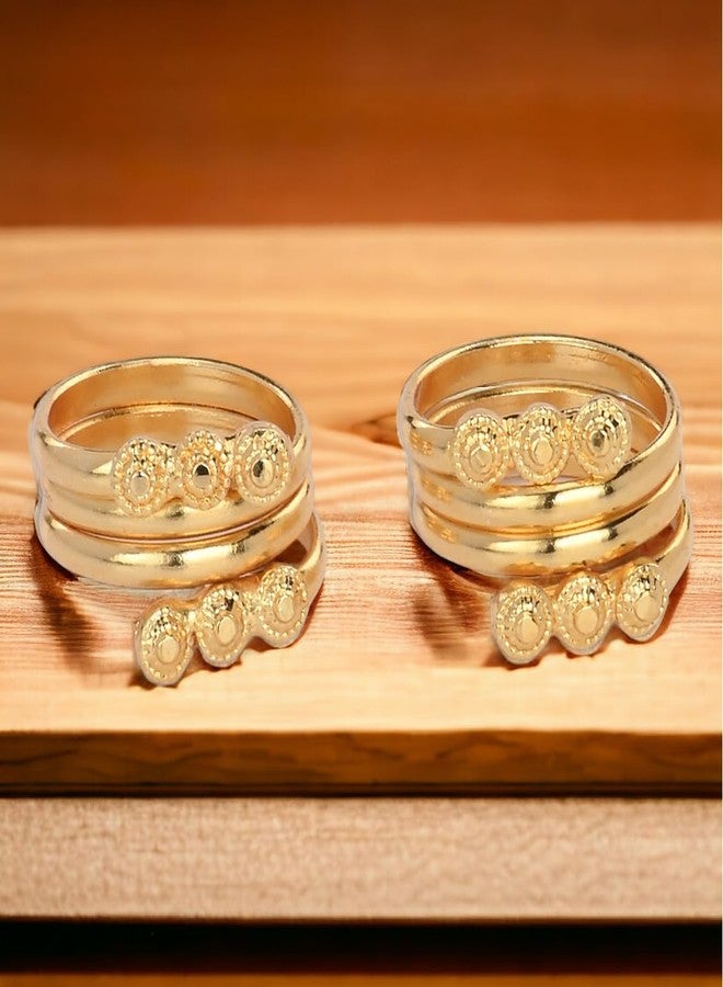 AanyaCentric Set of 2 Pair Gold-Plated Toe Rings Adjustable, Traditional & Fashion Accessories for Women - Image 3