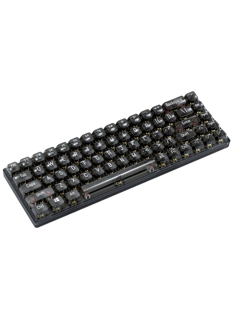 68 Keys Wired Mechanical Gaming Transparent Crystal Acrylic Keyboard With Gasket Mount Smooth Rgb Transparent Black