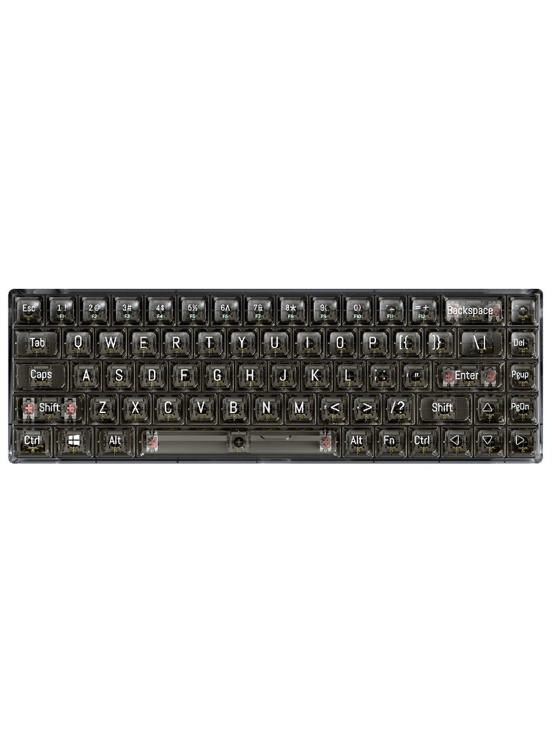T-WOLF 68 Keys Wired Mechanical Gaming Transparent Crystal Acrylic Keyboard With Gasket Mount Smooth Rgb Transparent Black  - Image 1