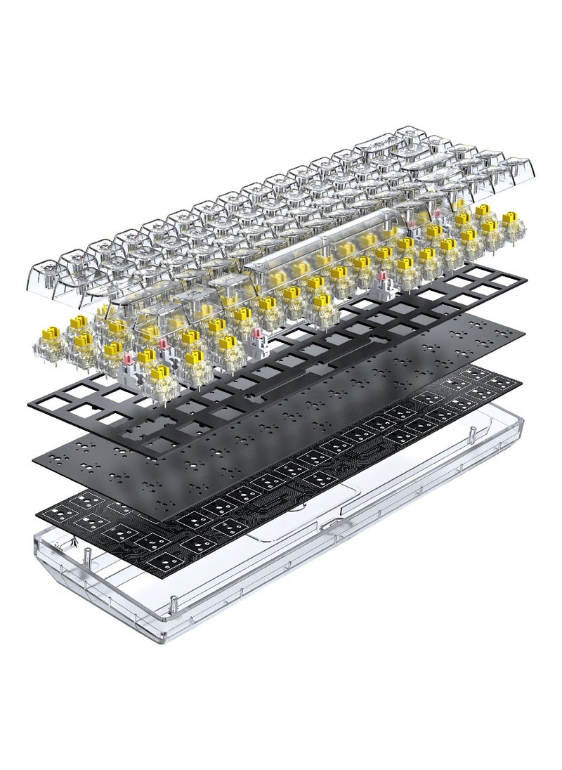 68 Keys Wired Mechanical Gaming Transparent Crystal Acrylic Keyboard With Gasket Mount Smooth Rgb Transparent Black