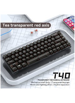 T-WOLF 68 Keys Wired Mechanical Gaming Transparent Crystal Acrylic Keyboard With Gasket Mount Smooth Rgb Transparent Black  - Image 5