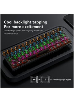 T-WOLF 68 Keys Wired Mechanical Gaming Transparent Crystal Acrylic Keyboard With Gasket Mount Smooth Rgb Transparent Black  - Image 3