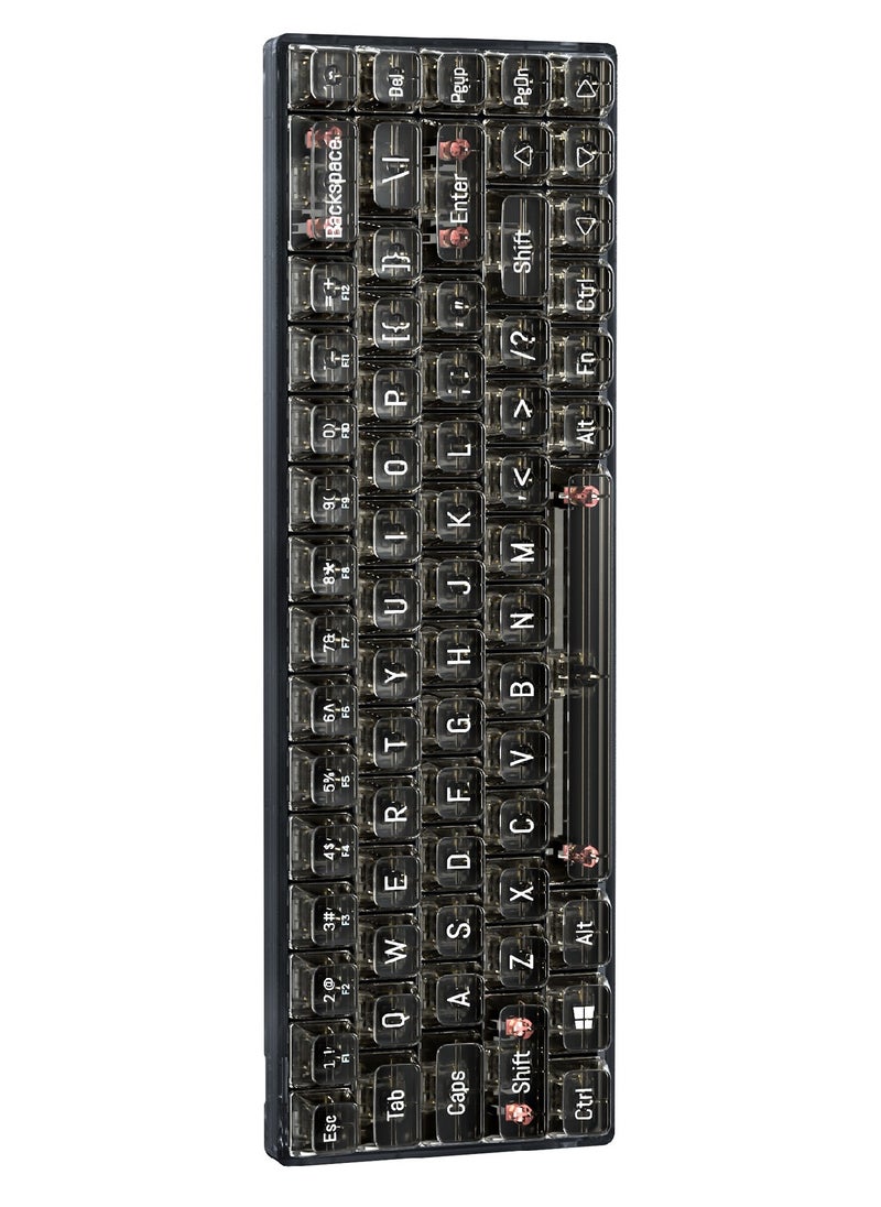 68 Keys Wired Mechanical Gaming Transparent Crystal Acrylic Keyboard With Gasket Mount Smooth Rgb Transparent Black