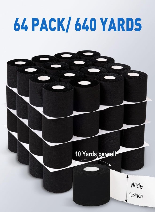CHMI Athletic Tape,Black Sports Tape (64 Pack), 640 Yards Rolls Very Strong Easy Tear NO Sticky Residue Best Tape for Gymnastics Climbing Bat Injuries Medical (1.5 Inch X 640 Yards). - Image 2