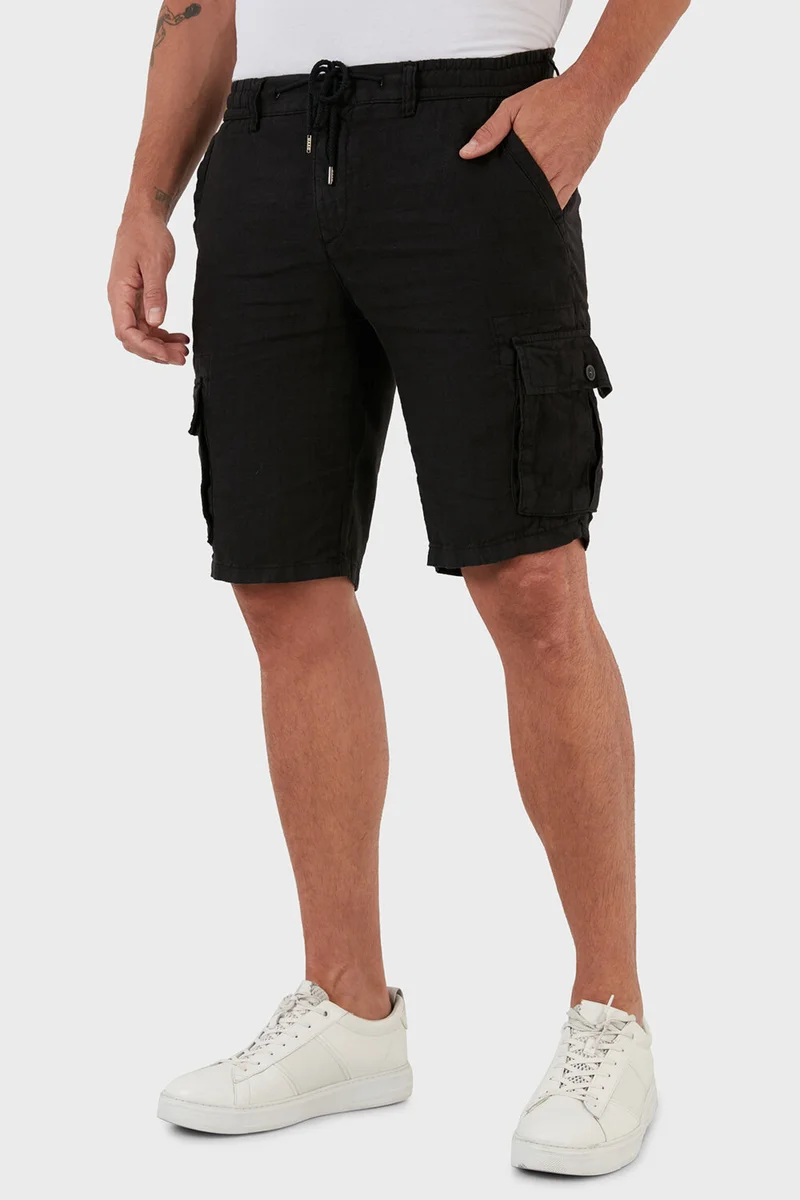 Exxe Waist Tie Pocket Regular Fit 100% Linen Short Men's Short 630 JURUS shorts