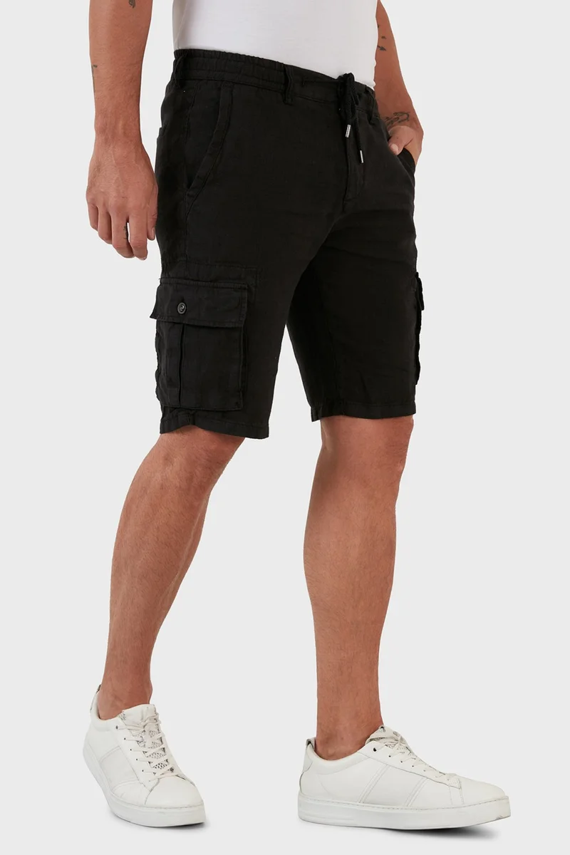 Exxe Waist Tie Pocket Regular Fit 100% Linen Short Men's Short 630 JURUS shorts