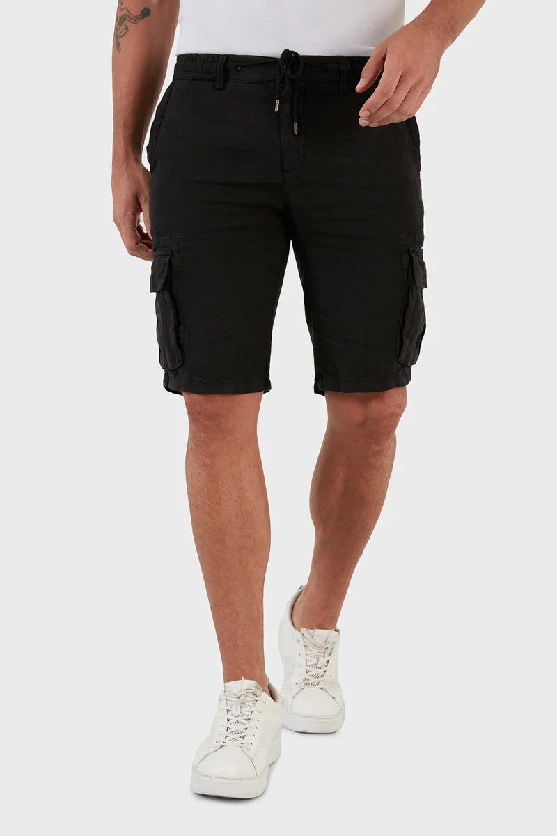 Exxe Waist Tie Pocket Regular Fit 100% Linen Short Men's Short 630 JURUS shorts