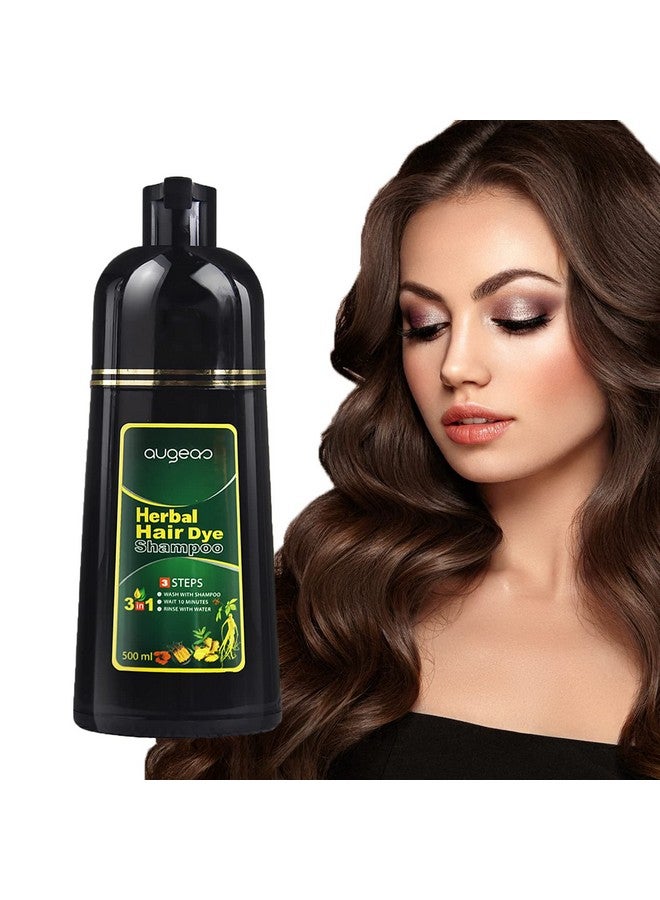 Ivnil Dark Brown Hair Dye Shampoo for Gray Augeas Instant Color 3 in 1 Women and Men Augeo, Herbal Ingredients 100% Grey Coverage 500ML - Image 1