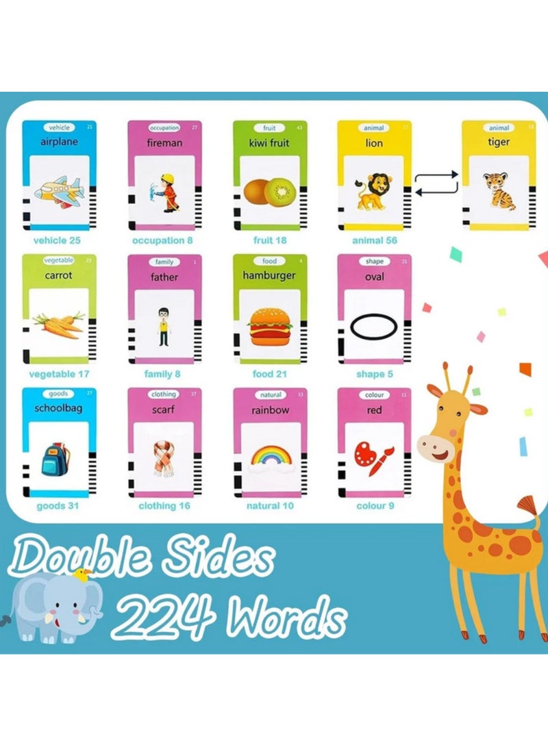 Arabic and English speaking flash cards, children's game 1 2 3 4 5 6 years old, educational toys, Montessori educational game 112 sheets 224 words, gift for the child's birthday... - Image 4