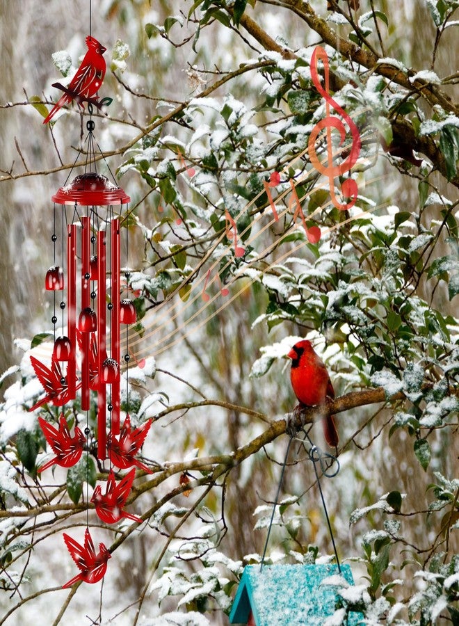 YHmall Cardinal Wind Chimes for Outside, Cardinal Gifts for Women Soothing Tones Wind Chime Garden Decor, 35" Christmas Windchimes Outdoors with S Hooks for Yard, Patio, Christmas New Year Gifts for Mom - Image 2