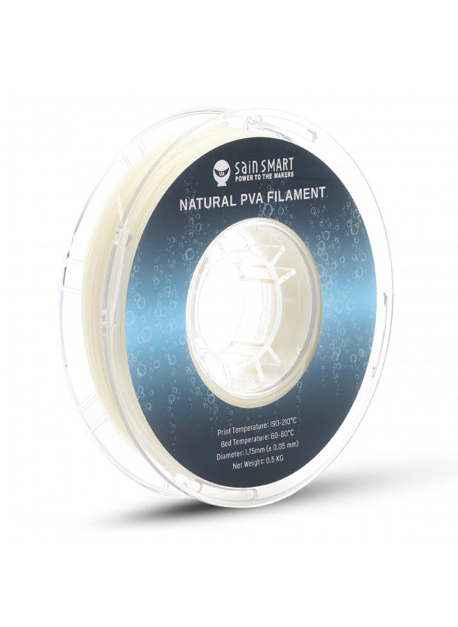 SainSmart - SainSmart 1.75mm PVA Dissolvable 3D Printers Filament, Upgrade Water Soluble Support Filament for 3D Printers -0.5kg/1.1lbs (Natural), Dimensional Accuracy +/- 0.05mm - Image 1