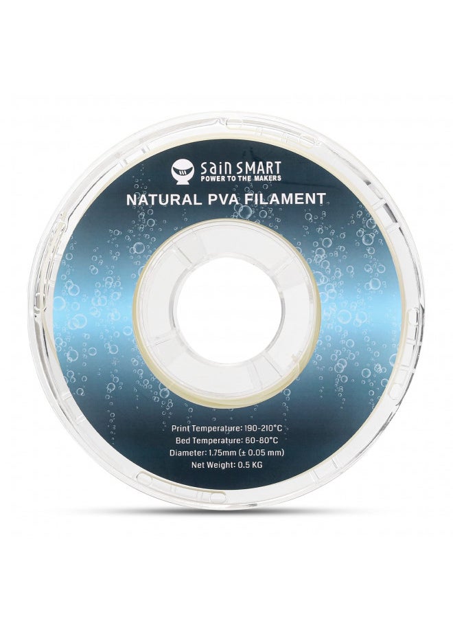 SainSmart - SainSmart 1.75mm PVA Dissolvable 3D Printers Filament, Upgrade Water Soluble Support Filament for 3D Printers -0.5kg/1.1lbs (Natural), Dimensional Accuracy +/- 0.05mm - Image 1