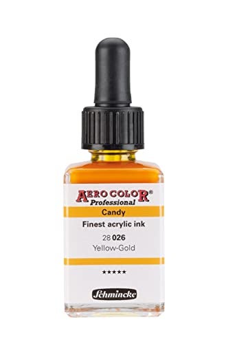 Schmincke AERO COLOR Professional finestfluid highcolor acrylic paint for acrylic painting airbrush mixed media acrylic ink YellowGold 28 ml - Image 1