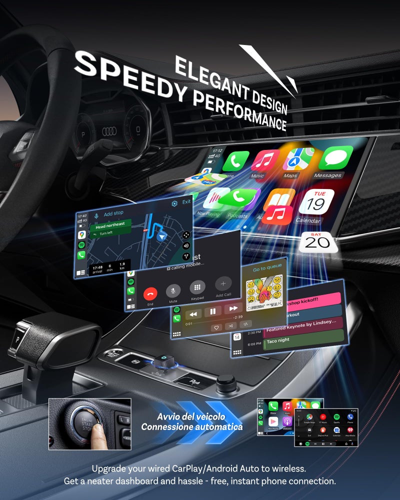 Ottocast Mini Cube 3.0 Wireless CarPlay & Android Auto Adapter 2026- Plug & Play, Fast Auto-Reconnect (Black) - Image 2