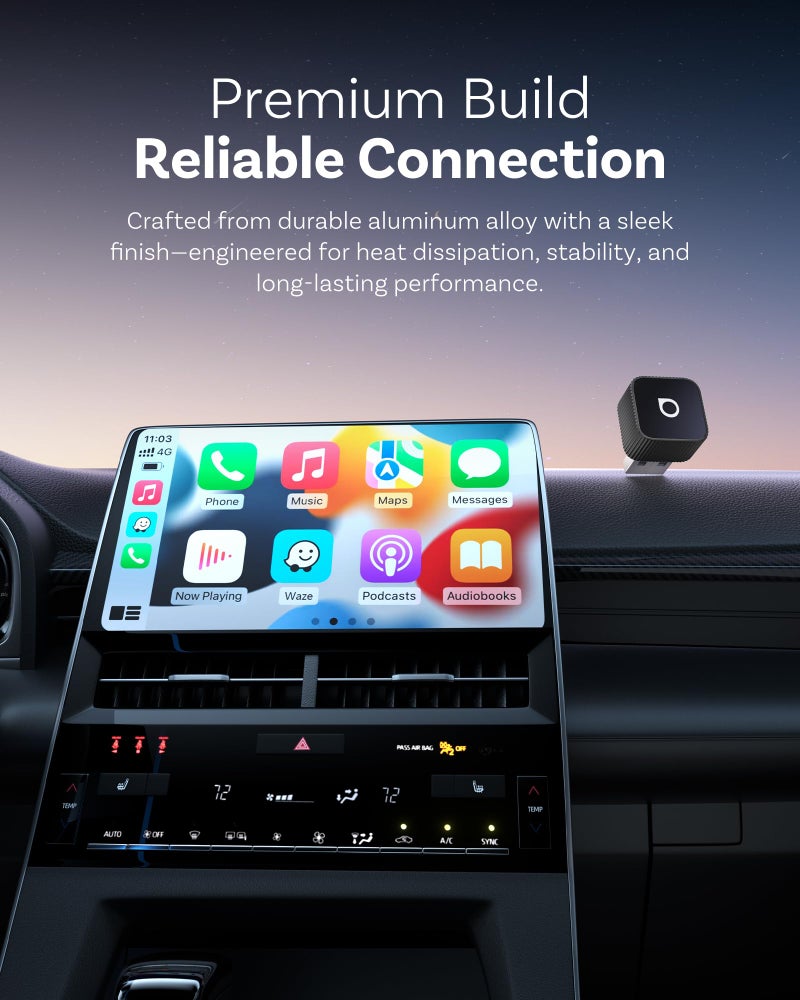 Ottocast Mini Cube 3.0 Wireless CarPlay & Android Auto Adapter 2026- Plug & Play, Fast Auto-Reconnect (Black) - Image 5