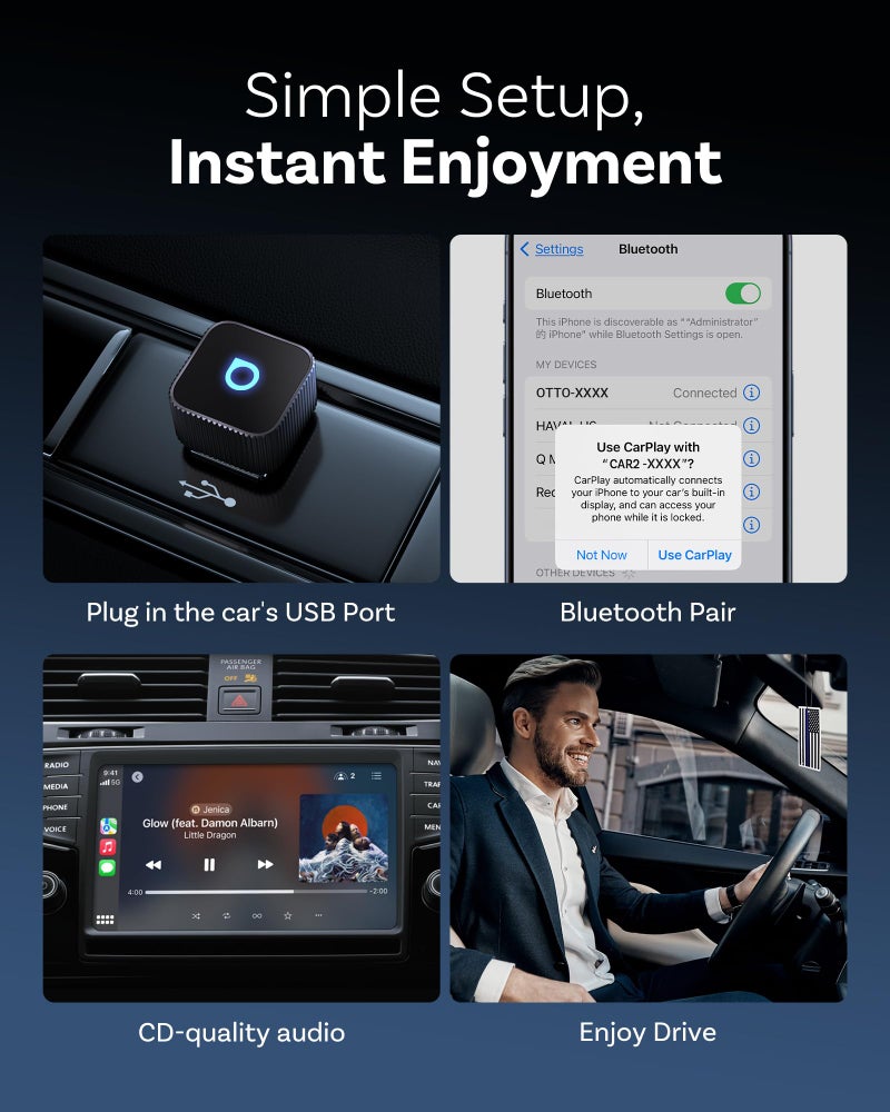 Ottocast Mini Cube 3.0 Wireless CarPlay & Android Auto Adapter 2026- Plug & Play, Fast Auto-Reconnect (Black) - Image 4