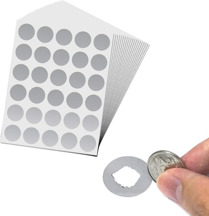 ScratchStix 900 Pack, 1" Scratch Off Stickers Labels, Round Circle - Silver - Image 1