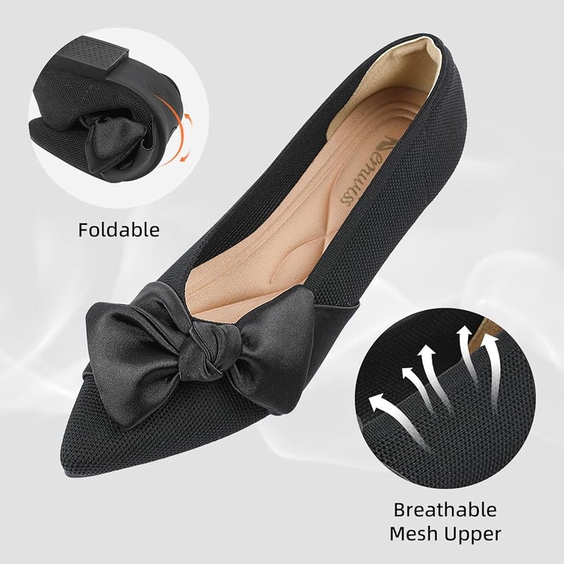 Semwiss Pointed Toe Ballet Flats for Women Slip On Comfortable Flats with Bow Dressy Casual Work Shoes - Image 5