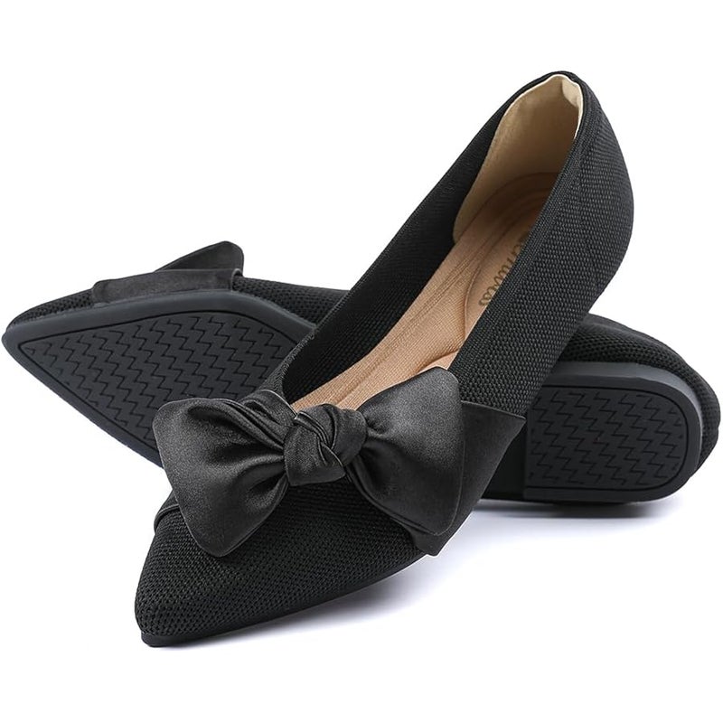 Semwiss Pointed Toe Ballet Flats for Women Slip On Comfortable Flats with Bow Dressy Casual Work Shoes - Image 1