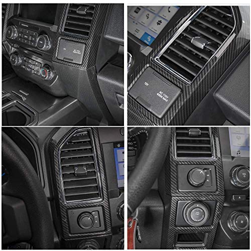 Keptrim for F150 ABS Carbon Fiber Central Console Air Conditioner Panel Trim for 2015 2016 2017 2018 2019 2020 Ford F150, 5pcs - Image 2