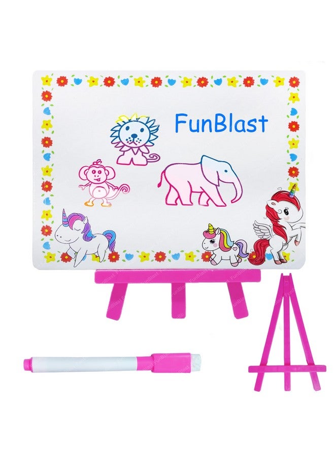 فنبلاست سبورة فن بلاست ميني القابلة للمسح للأطفال - لوح تعليمي مع قلم سبورة بيضاء، لوح كتابة مزدوج الجوانب للأطفال، الأولاد والبنات (يونيكورن) - Image 1