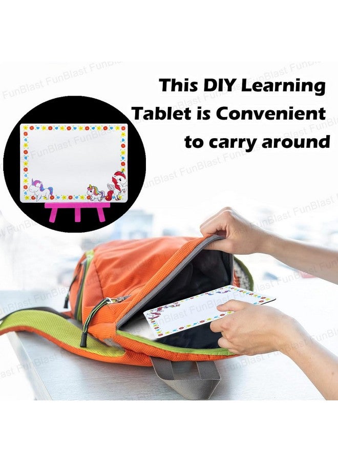 فنبلاست سبورة فن بلاست ميني القابلة للمسح للأطفال - لوح تعليمي مع قلم سبورة بيضاء، لوح كتابة مزدوج الجوانب للأطفال، الأولاد والبنات (يونيكورن) - Image 4