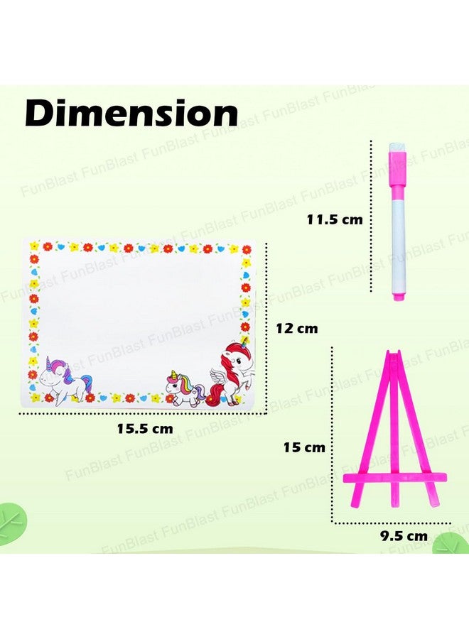 فنبلاست سبورة فن بلاست ميني القابلة للمسح للأطفال - لوح تعليمي مع قلم سبورة بيضاء، لوح كتابة مزدوج الجوانب للأطفال، الأولاد والبنات (يونيكورن) - Image 2