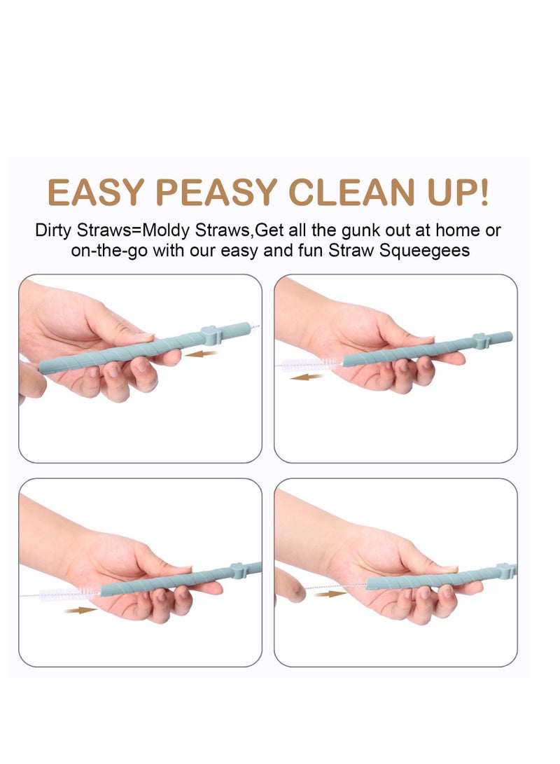 Excefore مصاصات سيليكون قابلة لإعادة الاستخدام، آمنة لغسالة الصحون، خالية من BPA، تصميم مصاصة قابلة للفتح، للمشروبات، الشيكات، المشروبات، Compatible مع الساخن والبارد، 10 قطع بطول 6.8 بوصة - Image 3