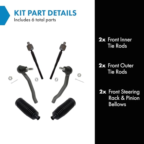 TRQ Front Steering Kit Steering Rack & Pinion Bellow Tie Rod Compatible with 2013-2018 Nissan Altima 2016-2023 Maxima - Image 2