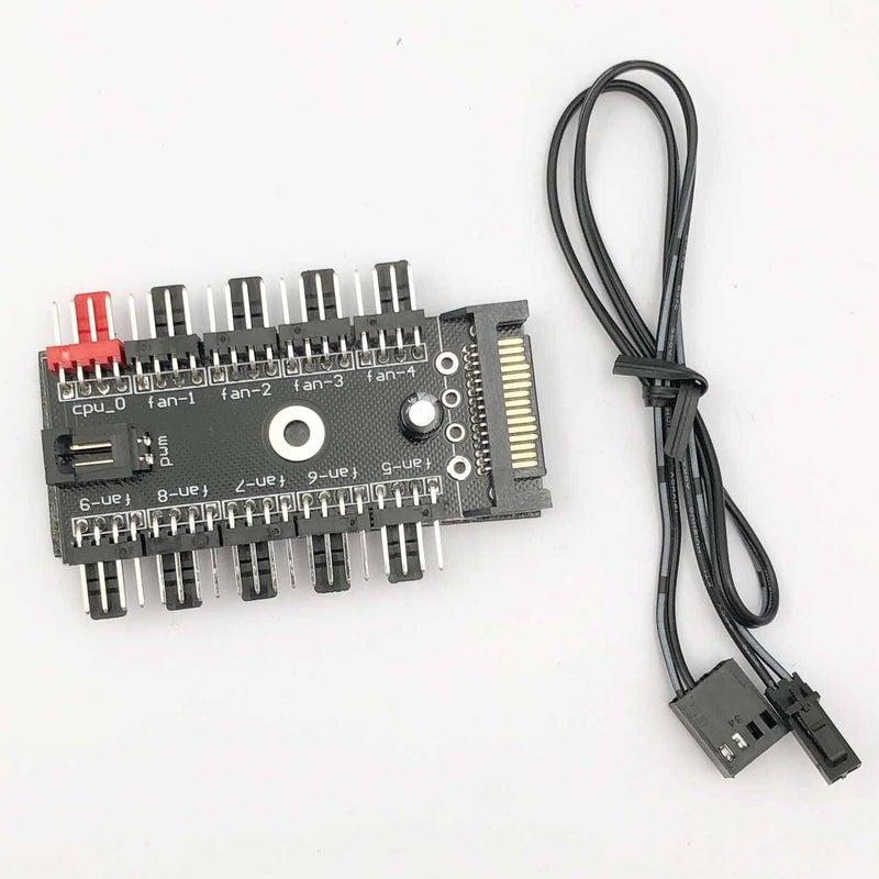 FainWan 1-Pack 10 Way 4Pin PWM PC Fan Hub with Cable Computer Cooling Fan Power Cable Extender PCB Adapter SATA 1 to 10 Multi Way Splitter - Image 5