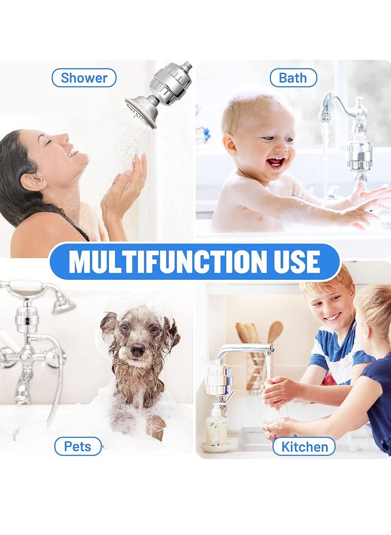 Generic - Shower Filter 20 Stage Showerhead Filter for Hard Water with 2 Replaceable Cartridges for Removing Chlorine Fluoride, Polished Chrome - Image 1
