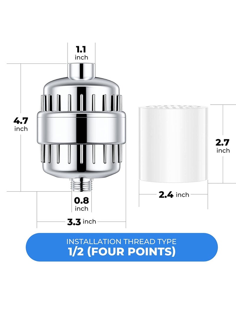 Generic - Shower Filter 20 Stage Showerhead Filter for Hard Water with 2 Replaceable Cartridges for Removing Chlorine Fluoride, Polished Chrome - Image 1
