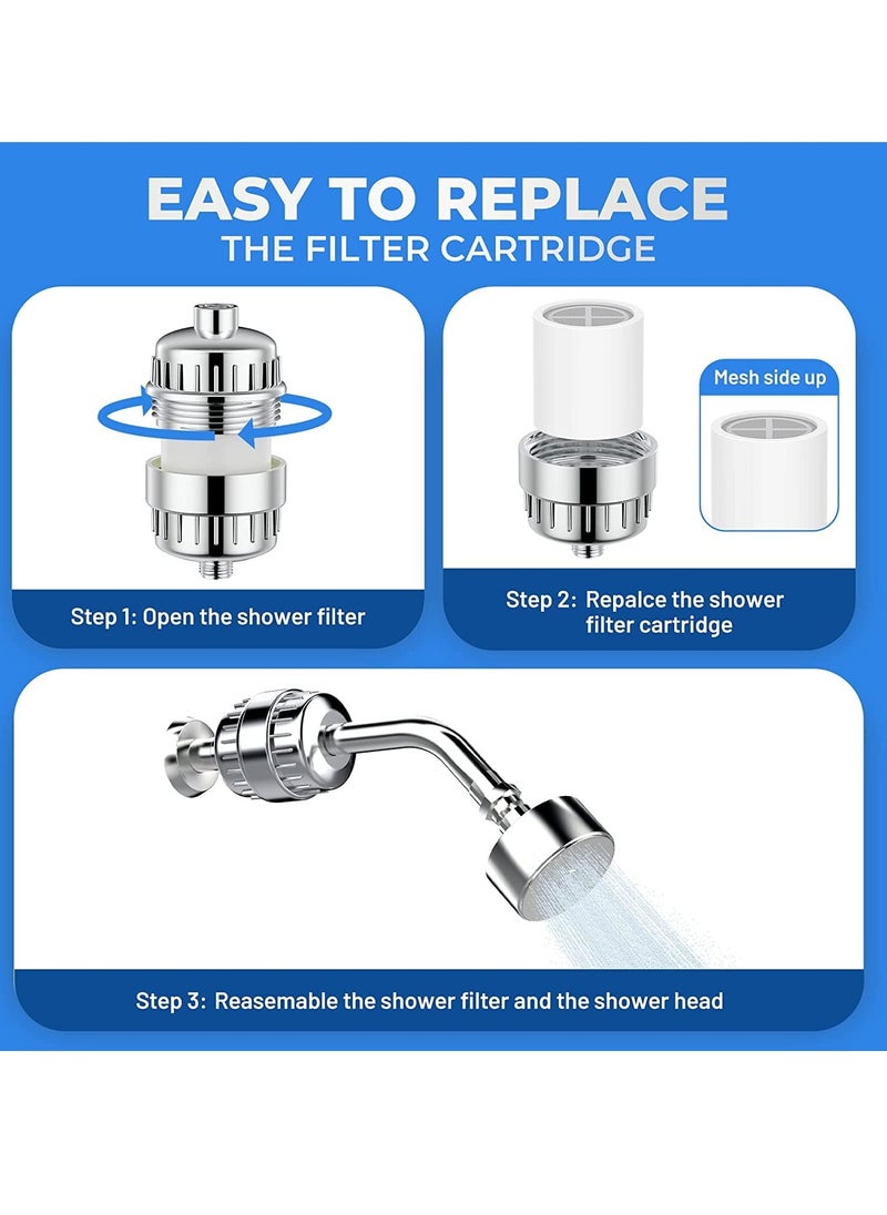 Generic - Shower Filter 20 Stage Showerhead Filter for Hard Water with 2 Replaceable Cartridges for Removing Chlorine Fluoride, Polished Chrome - Image 1