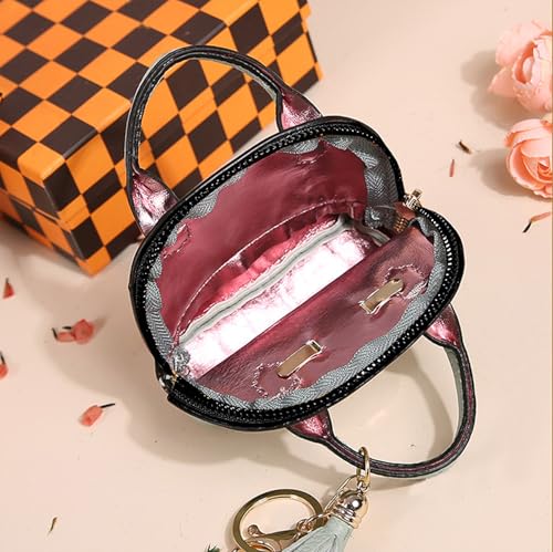 Zitokin Mini Tote Purse Keychain, Cute Tote Bag Coin Purse Keychain, Mini Backpack Keychain Wallet PU Leather (Green) - Image 5