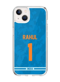 Classic Clear Case Compatible With iPhone 15 Plus , Hybrid Soft Case Transparent Cover - Player Name - KL Rahul, Jersey Number- 1