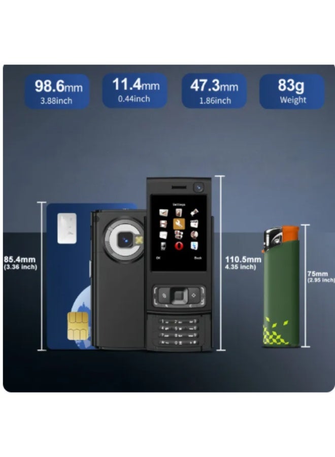 Hope N95 Pro Mini Pocket Mobile Phone Sliding Design 2 SIM Standby 2.0 Inch Screen Flashing Light Call Recording Small Button Phone - Image 2
