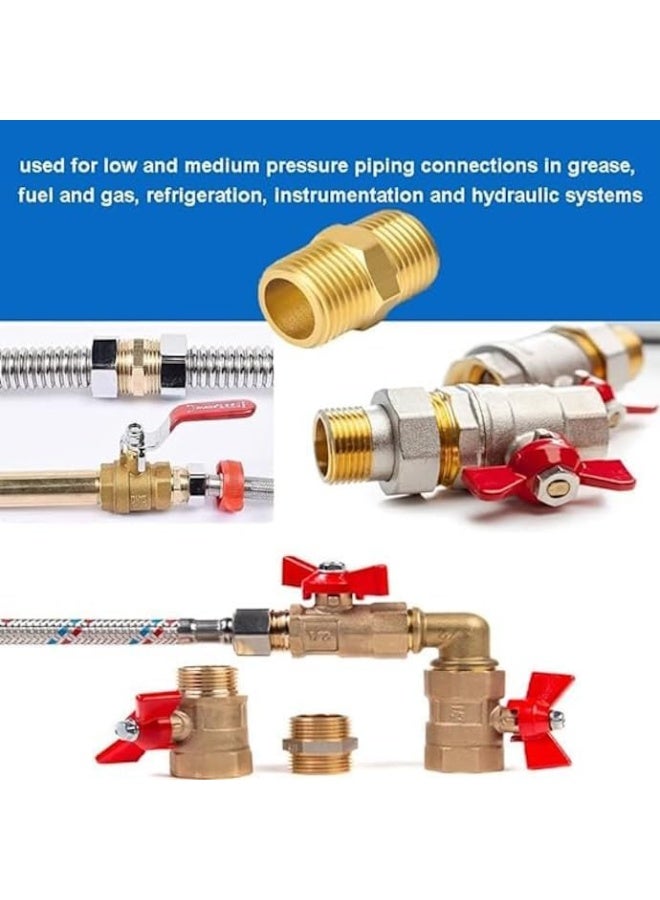 Biella Bsp Male Solid Brass Hex Nipples, Heavy Brass Pipe Adapter Fittings Equal Nipples Connectors Male Thread Hose Pack Of 2 (1/4X1/4) - Image 5