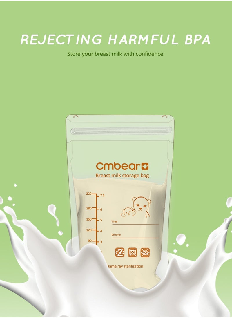 Cmbear - Breastmilk Storage Bags, 60 Count, 8 Ounce, Easy to Use Milk Storage Bags for Breastfeeding, Presterilized, Hygienically Doubled-Sealed, for Refrigeration and Freezing - Image 1