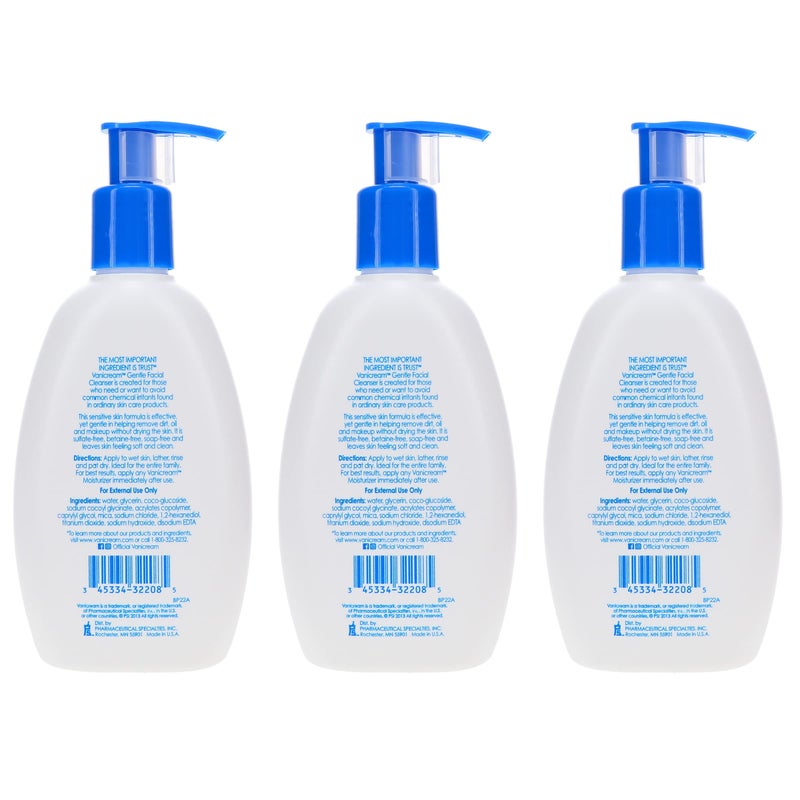 Vanicream Gentle Facial Cleanser for Sensitive Skin, 8 Oz (Pack of 3), Unscented, 24 Fl Oz - Image 5