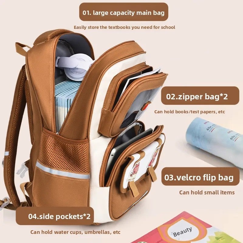 Bluejw Large-Capacity Lightweight Waterproof Oxford Backpack for Female New Primary School Students 1-3-6 Grade Multi-Compartment - Image 3