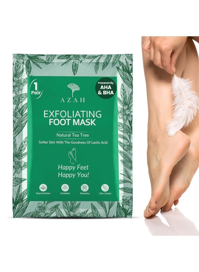 عزة قناع أزاه لتقشير القدمين [زوج واحد] | قناع كوري لتقشير القدمين المتشققة | تقشير وتفتيح | العناية بالقدمين في المنزل | ورق تقشير منزلي | ورق شجرة الشاي - Image 1