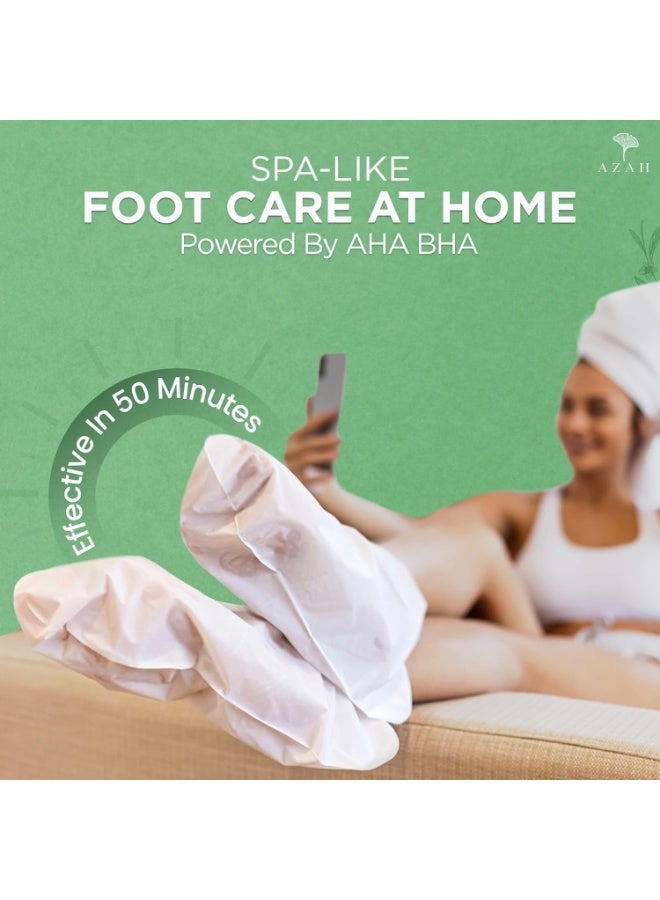عزة قناع أزاه لتقشير القدمين [زوج واحد] | قناع كوري لتقشير القدمين المتشققة | تقشير وتفتيح | العناية بالقدمين في المنزل | ورق تقشير منزلي | ورق شجرة الشاي - Image 2