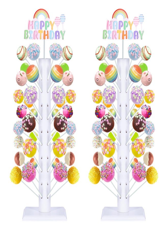 JOINSI 2 Pack Wood Cake Pop Stands, 60 Holes Lollipop Holders Candy Table Display, Dessert Decorative for Wedding Baby Showers Birthday Anniversaries Parties Christmas - Image 1