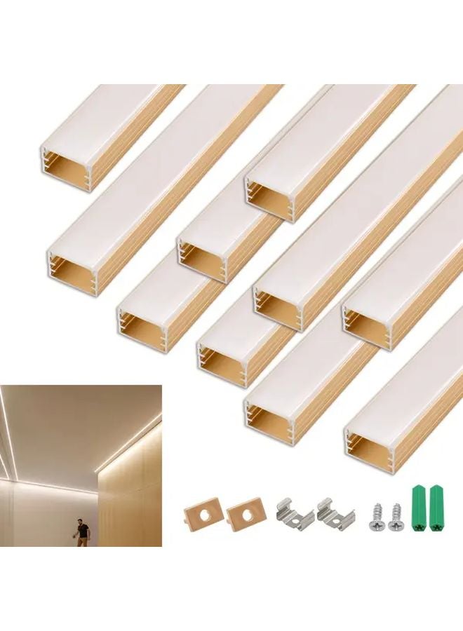 Golden Aluminum LED Channel System With White Diffuser Cover 10pcs 0 5m - Image 1